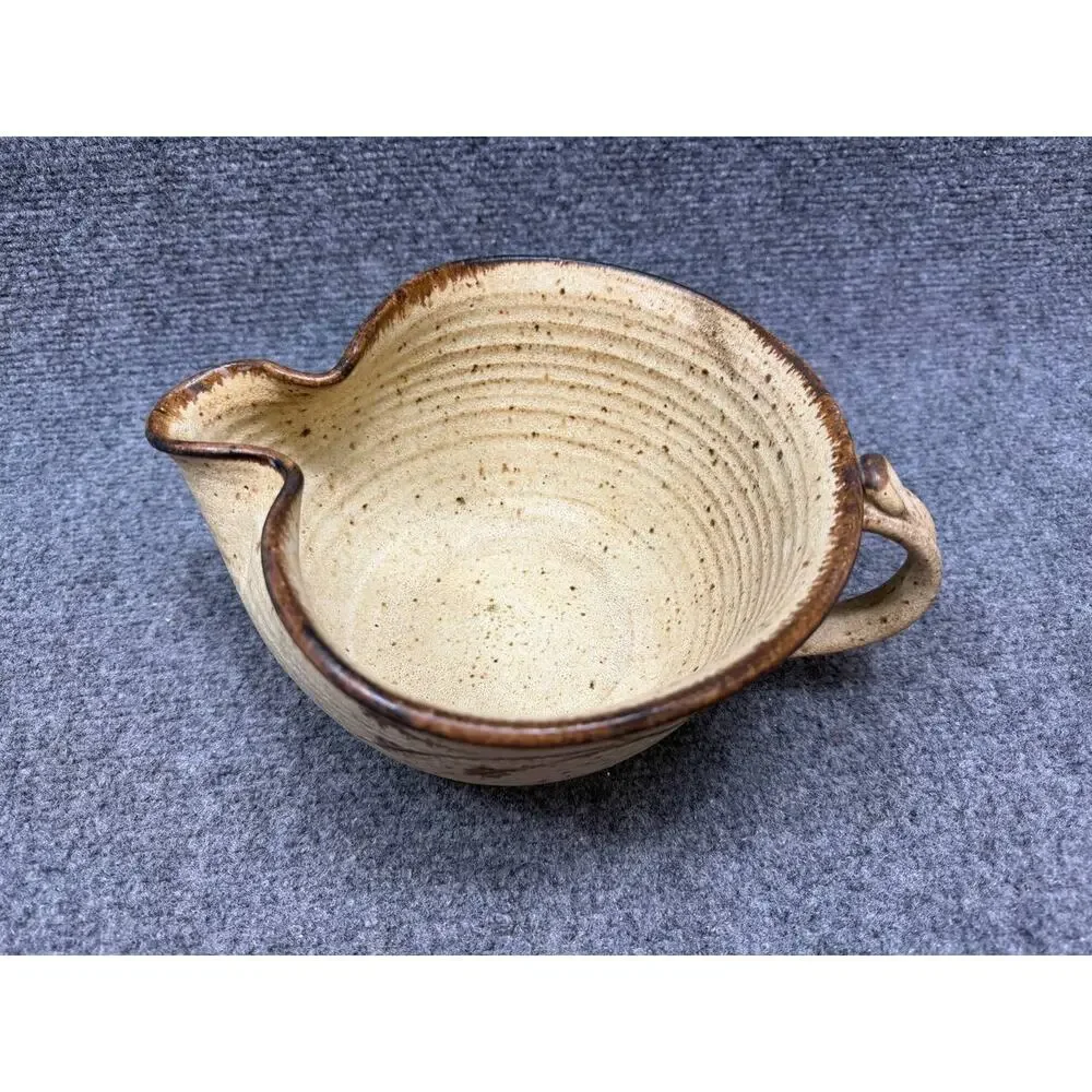 Handmade Studio Pottery Creamer Signed Stoneware Rustic Glaze